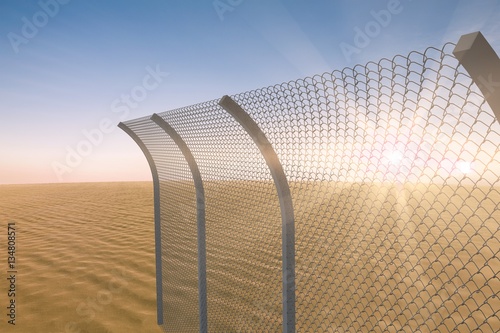 Composite image of chainlink fence by white background 3d photo