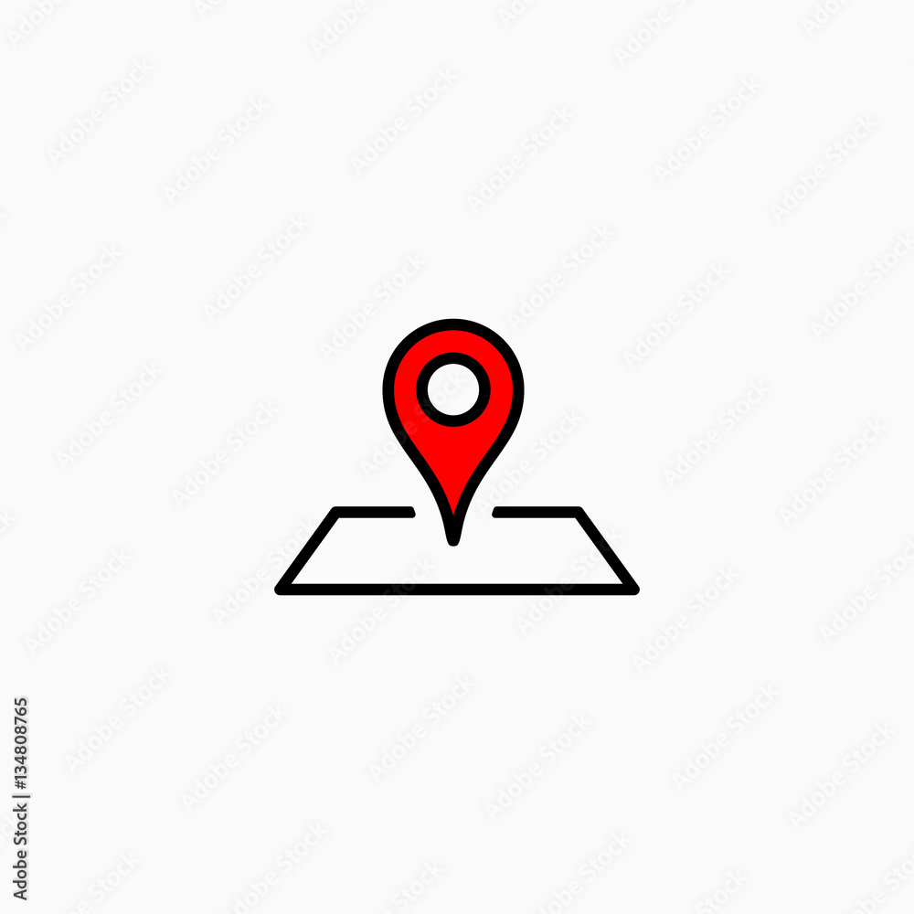 Location icon sign isolated on white background red pin on map. Location icon sign isolated on white background red pin on map.
