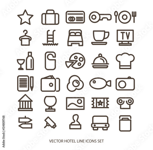 Outline web icon set - Hotel services