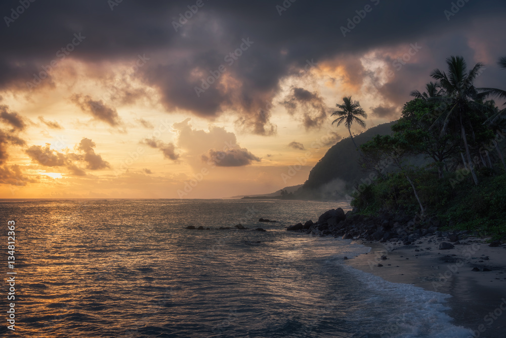 Sunset on tropical coast