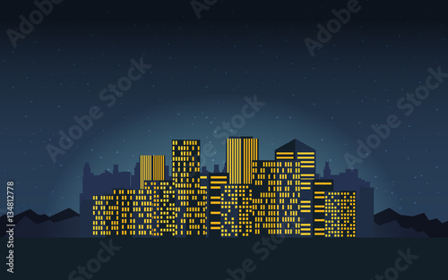 Night cityscape in flat style