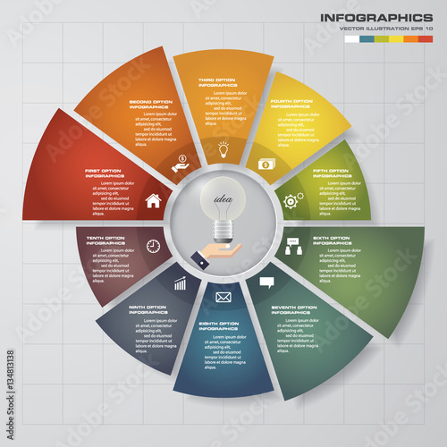 Abstract 10 steps circle/wheel infographis elements.Vector illustration. photo