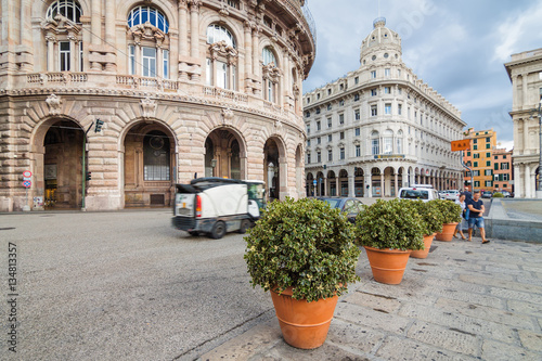 Картината върху платно Piazza de Ferrari - main square of Genova between historical and modern center, Liguria region, Italy