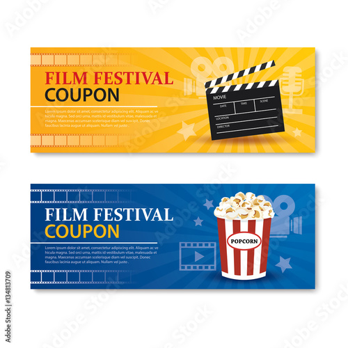 Film festival banner and coupon.Cinema movie card element design