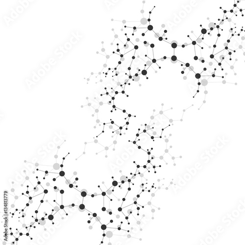 Structure molecule and communication Dna, atom, neurons. Science concept for your design. Connected lines with dots. Medical, technology, chemistry, science background. Vector illustration