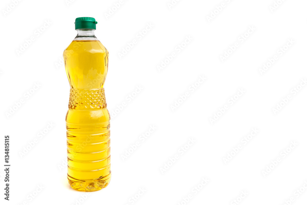 Vegetable oil bottle on white background isolated