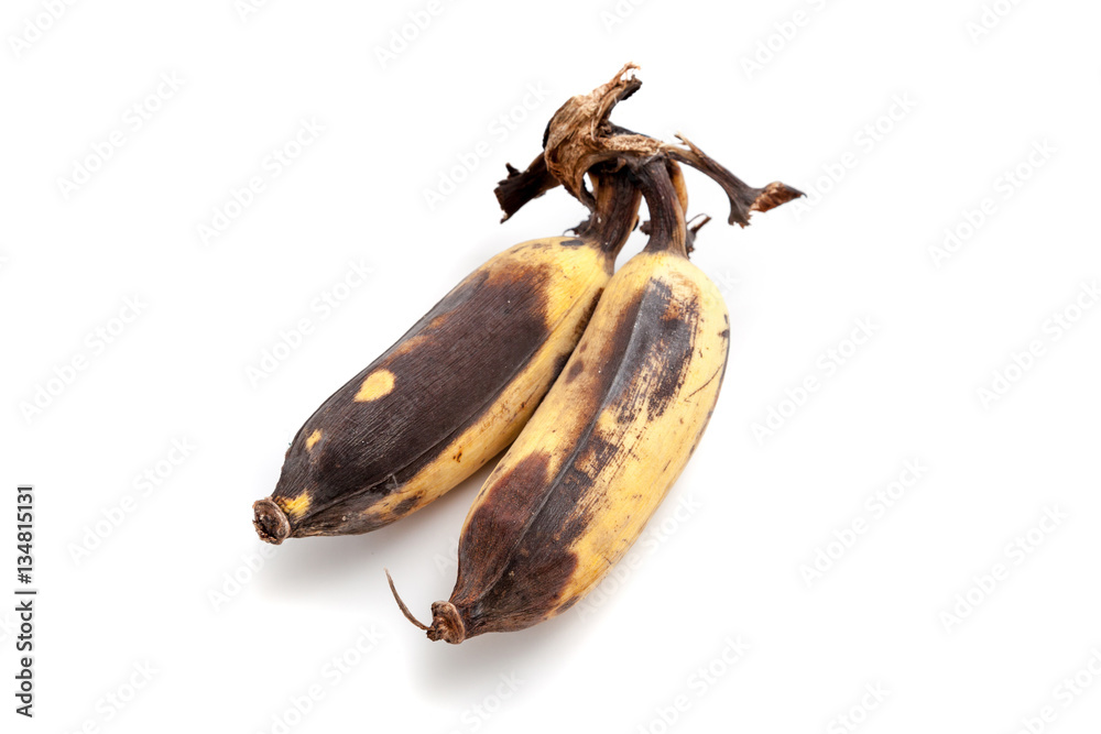 Bad bananas on white background isolated