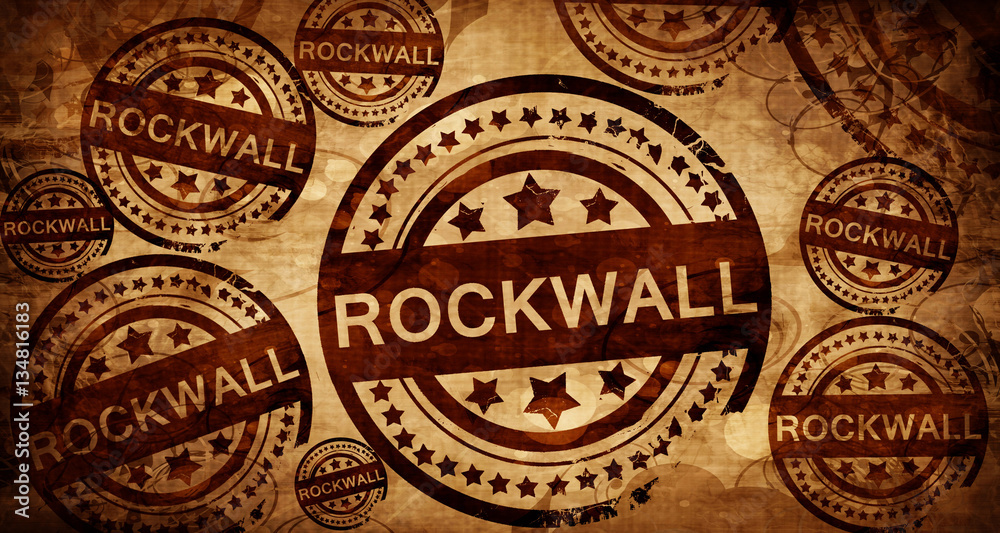 rockwall, vintage stamp on paper background