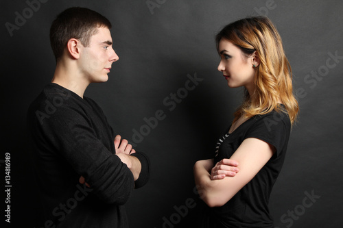 Young couple looking at each other.