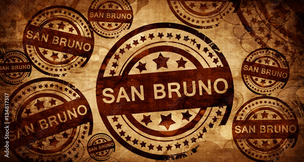 san bruno, vintage stamp on paper background