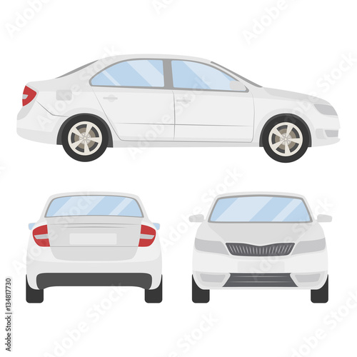 Car vector template on white background. Business sedan isolated. white sedan flat style