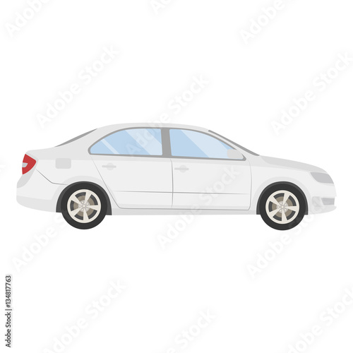 Car vector template on white background. Business sedan isolated. white sedan flat style