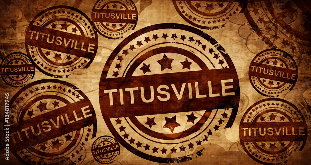 titusville, vintage stamp on paper background