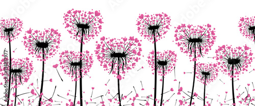 Valentine's banner with love dandelions.