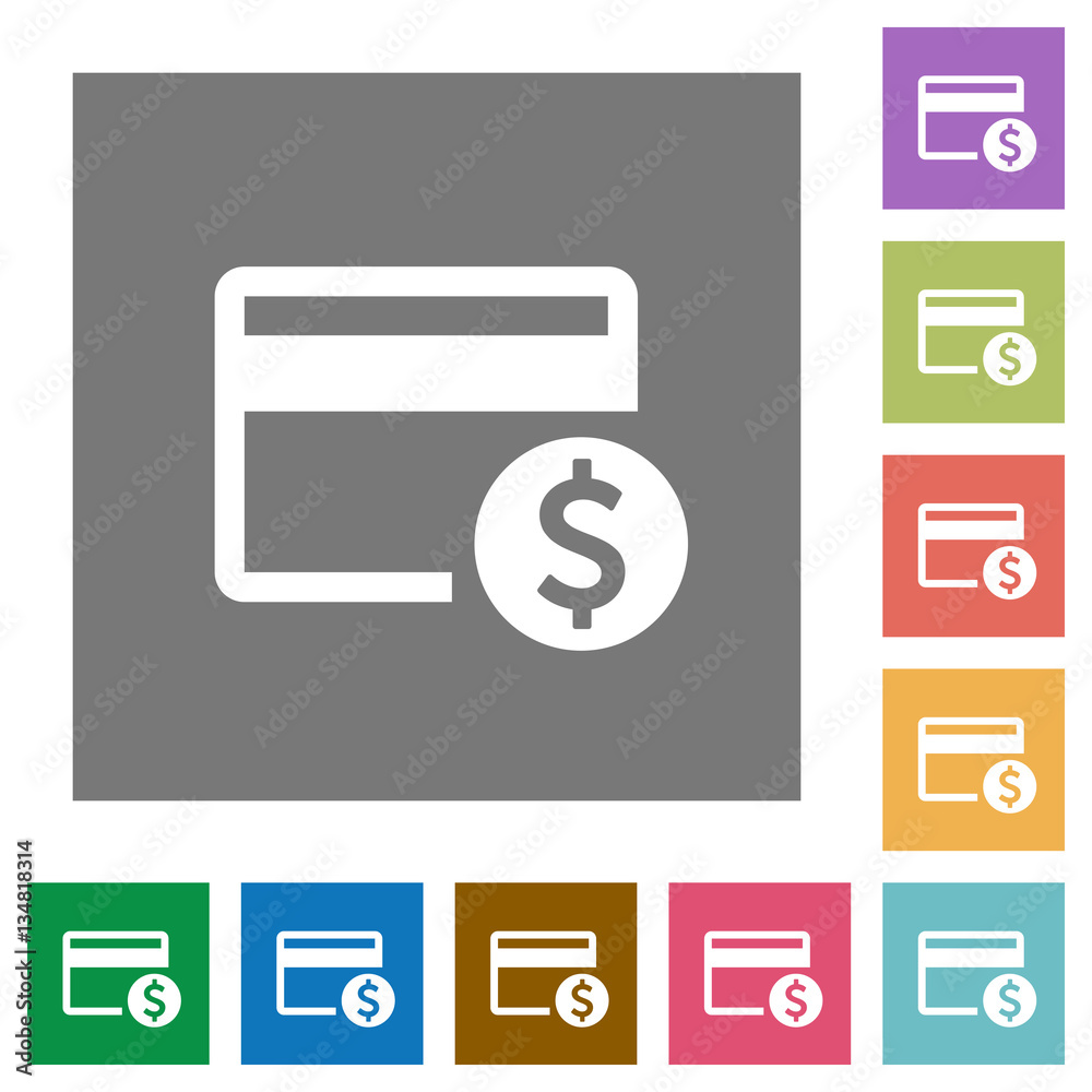 Dollar credit card square flat icons Dollar credit card square flat icons