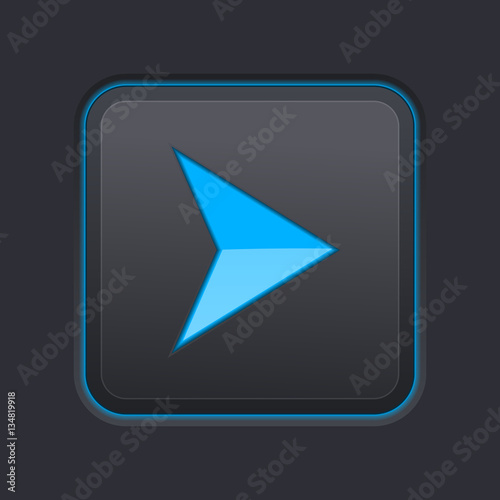 Blue arrow on square black button