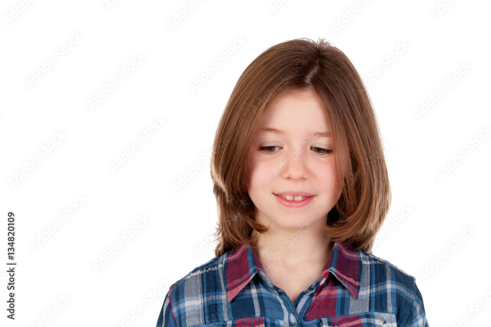 Portrait of a pretty girl with plaid shirt Portrait of a pretty girl with plaid shirt