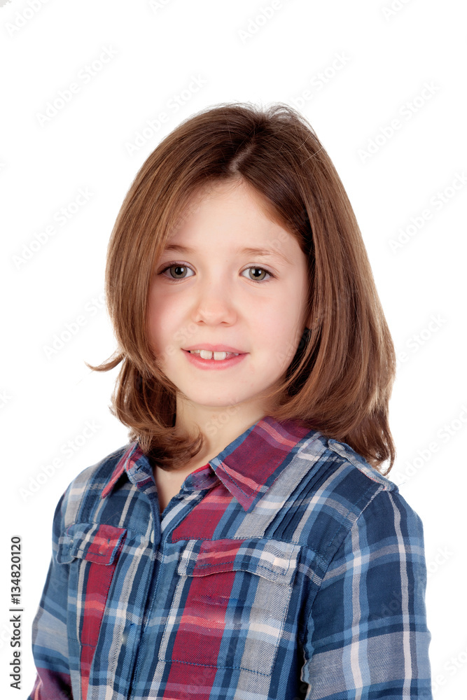 Portrait of a pretty girl with plaid shirt Portrait of a pretty girl with plaid shirt