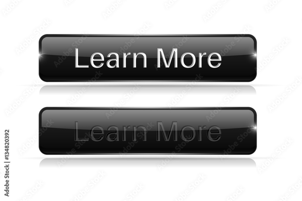 Black button LEARN MORE. Active and normal Black button LEARN MORE. Active and normal
