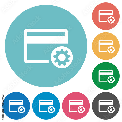 Credit card settings flat round icons