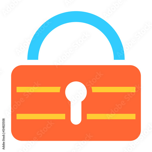 Flat padlock icon lock sign password button
