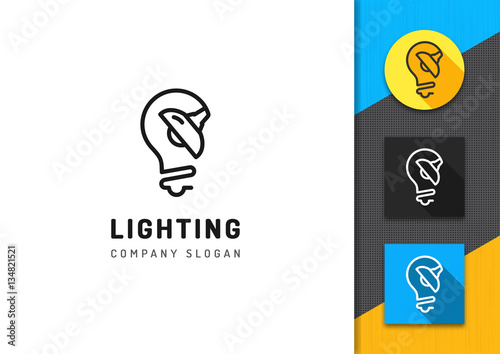 Lighting and lamps logo. Concept lighting store, electricals factory, lamps manufacturing. Brand identity graphics, business concept. Vector isolated icons