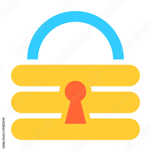 Flat padlock icon lock sign password button