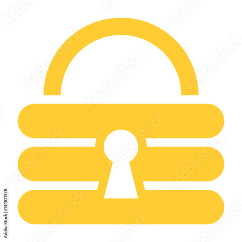 Flat padlock icon lock sign password button