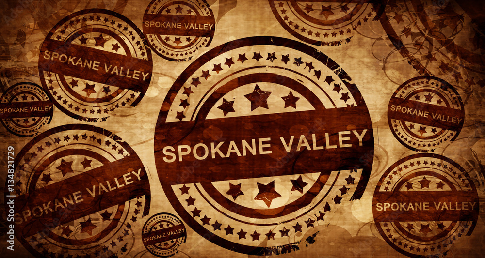 spokane valley, vintage stamp on paper background