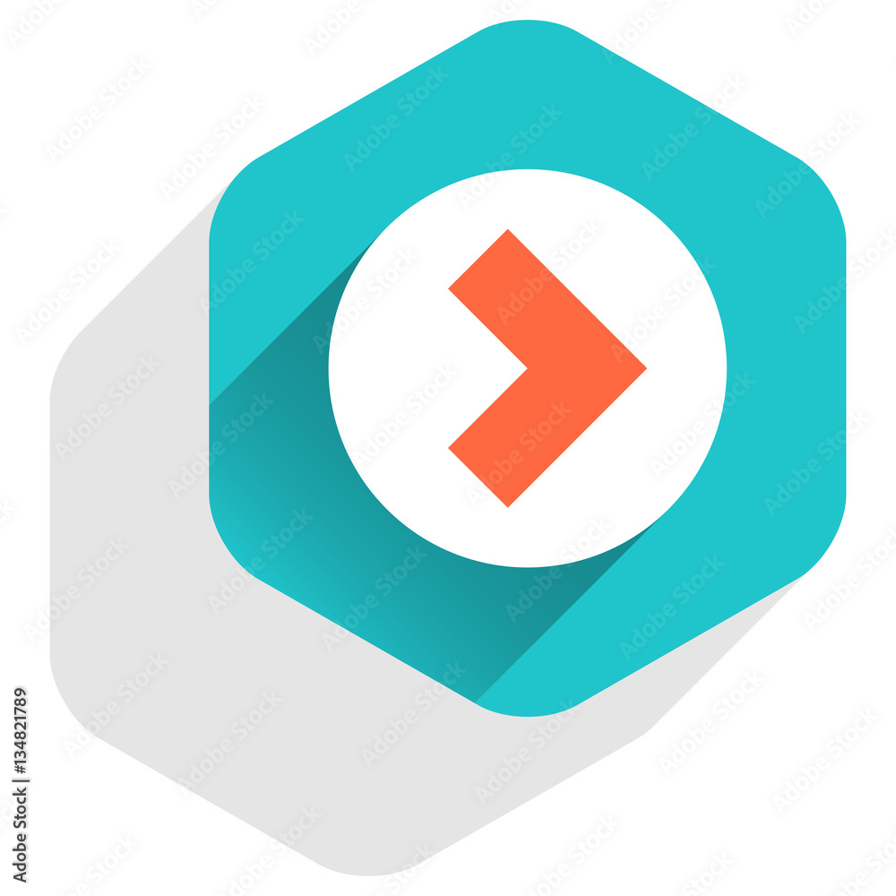 Flat arrow sign round icon hexagon button Flat arrow sign round icon hexagon button