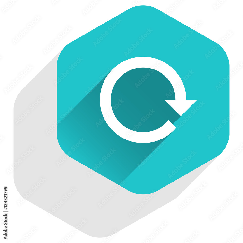 Flat arrow sign reload icon hexagon button Flat arrow sign reload icon hexagon button