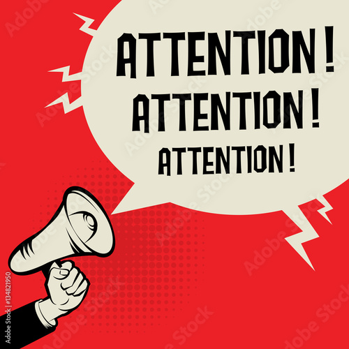 Megaphone Hand business concept with text Attention
