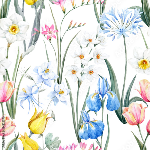 Watercolor vector floral pattern