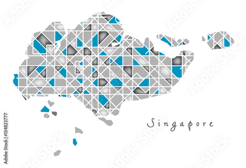 Singapore Map crystal diamond style artwork