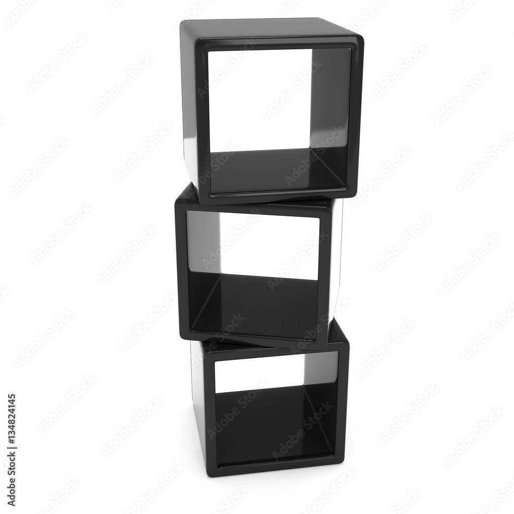 Product display black boxes. 3D render isolated on white. Platform or Stand Illustration. Template for Object Presentation. Product display black boxes. 3D render isolated on white. Platform or Stand Illustration. Template for Object Presentation.