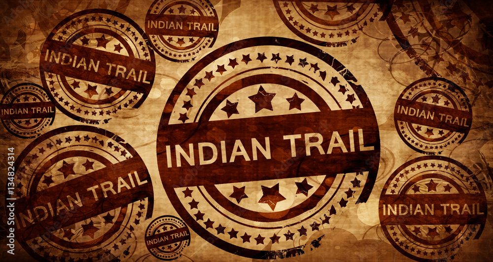 indian trail, vintage stamp on paper background