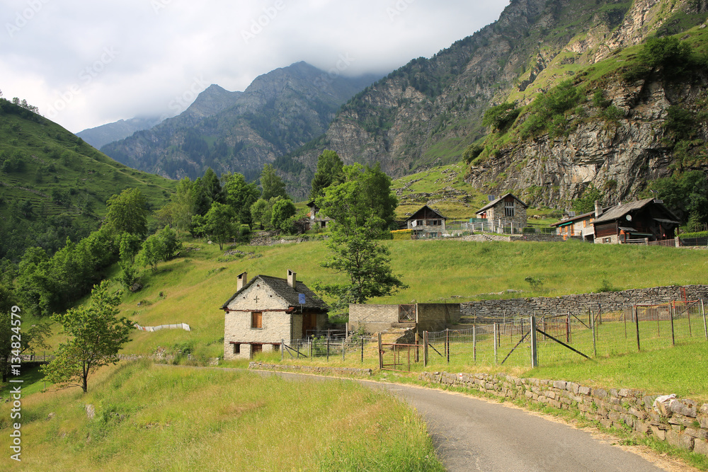 Scenic Malvaglia Valley in Tessin, Switzerland