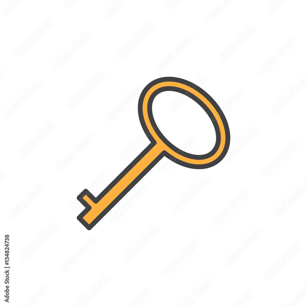 Key line icon, filled outline vector sign, linear colorful pictogram isolated on white. Password symbol, logo illustration Key line icon, filled outline vector sign, linear colorful pictogram isolated on white. Password symbol, logo illustration