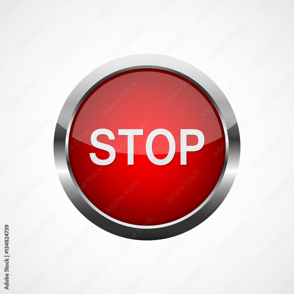 Red stop button. Vector illustration Red stop button. Vector illustration