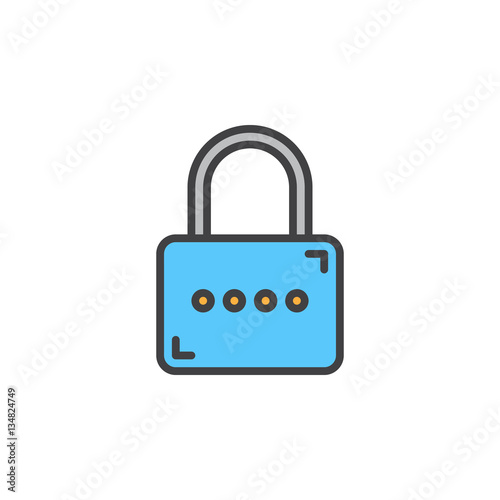 Free Download Padlock, Lock line icon, filled outline vector sign, linear colorful pictogram isolated on white. Password symbol, logo illustration - GFXLoad