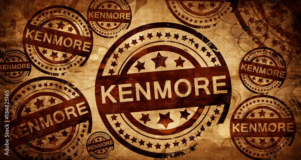 kenmore, vintage stamp on paper background