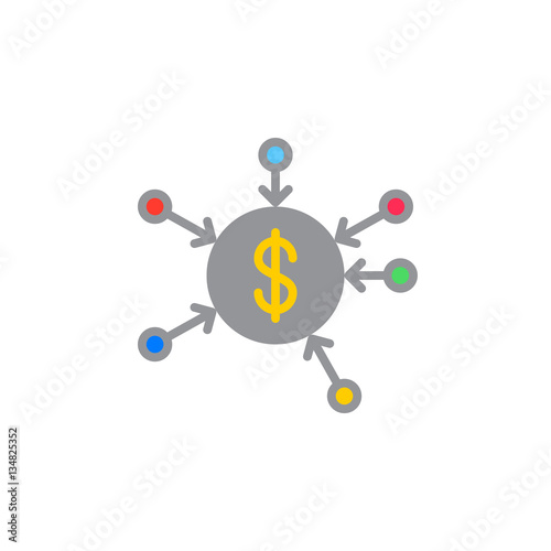 Crowd funding icon vector, filled flat sign, solid colorful pictogram isolated on white. Symbol, logo illustration