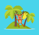 Vacation on Tropic Island Cartoon Vector Concept