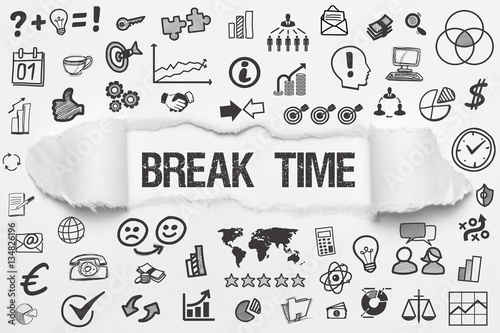 Break Time / weißes Papier mit Symbole