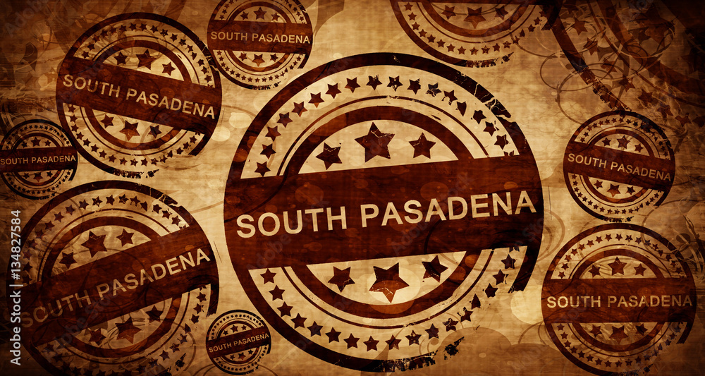 south pasadena, vintage stamp on paper background
