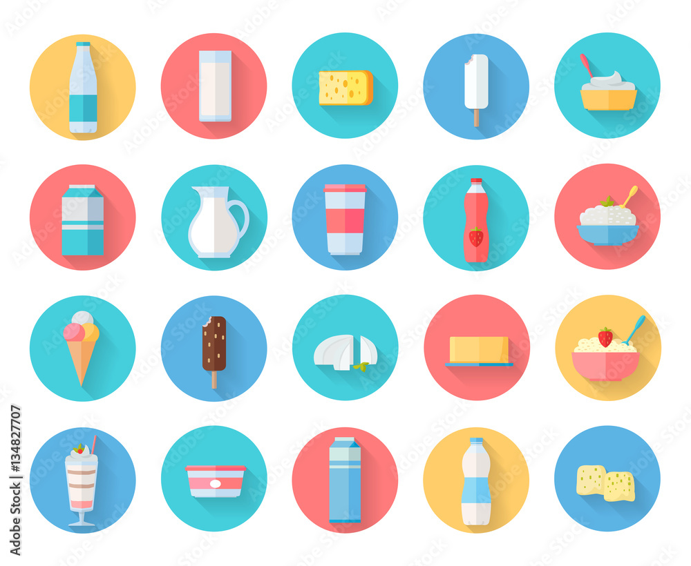 Dairy Products Icons Set