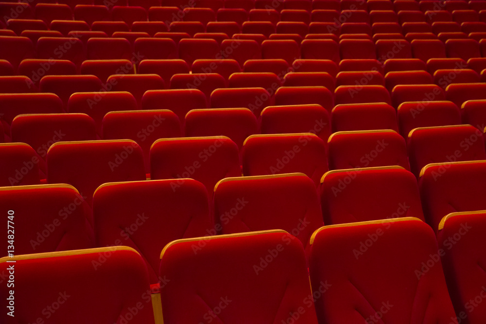 Obraz premium Rzędy siedzeń w kinie bez ludzi