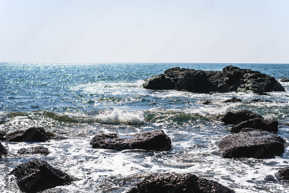 View on blue sea and rocks
