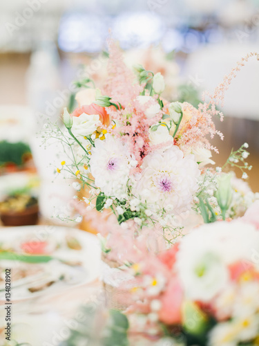 wedding floristics composition on table
