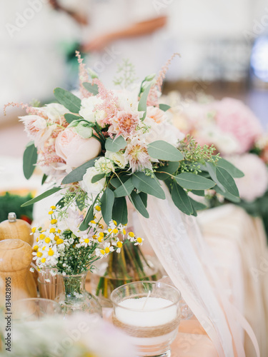 wedding floristics composition on table